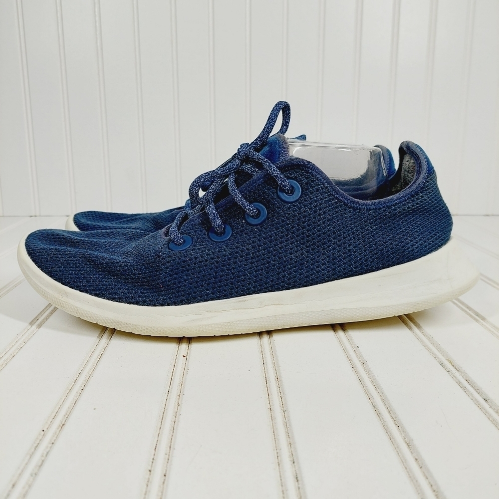 allbirds Tree Runners Blue Minimal Mesh Lace Up Athleisure Sneakers I434